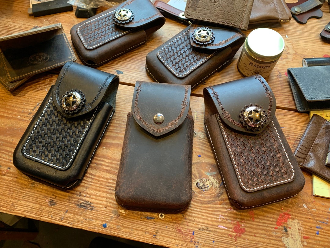 Handmade leather phone holster hotsell