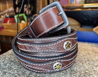 Feelorna Cintura Western Per Uomo E Donna, Vintage In Pelle Incisa - Foto 7