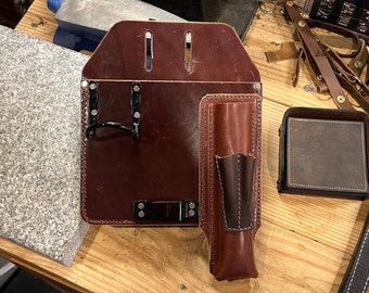 Bolsa de herramientas de cuero para constructores / Carpenter Utility Tool Caddy - Portaherramientas de cuero de grano completo para cinturón de trabajo - Hecho a mano - Hecho en los EE. UU.