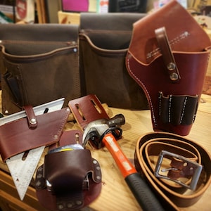 Leather Tool Belt - Handyman Nail Bag - Handmade Full Grain Leather - Amish / Made in the USA - Optional Drill Holster
