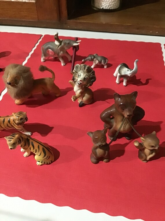 10 Vintage Bone China Animal Figurines Lions Tigers and Etsy
