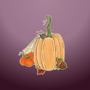 Spider Pumpkin Acorn Homemade Sticker: Fall Decor