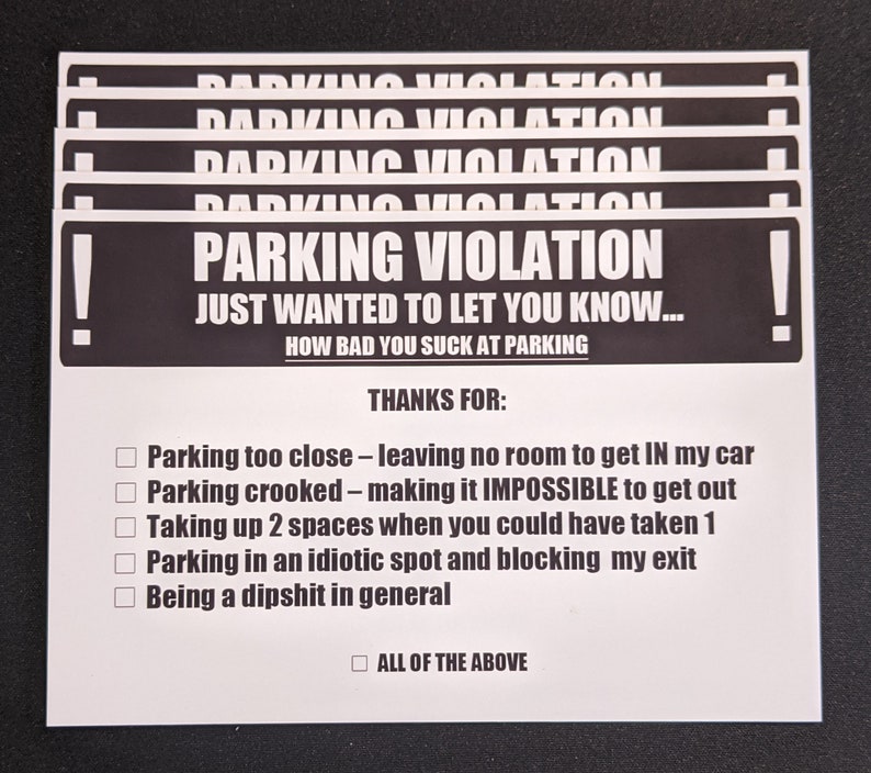 Pack of 5 Fake Parking Tickets Etsy