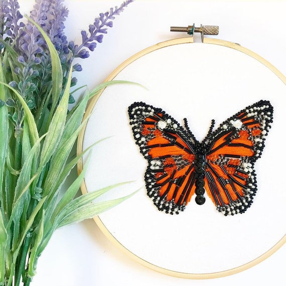 Wall Hanging Embellished Sequin Art Gift Swallowtail Butterfly Embroidery Hoop Wall Art Butterfly Gift British Butterfly Nature