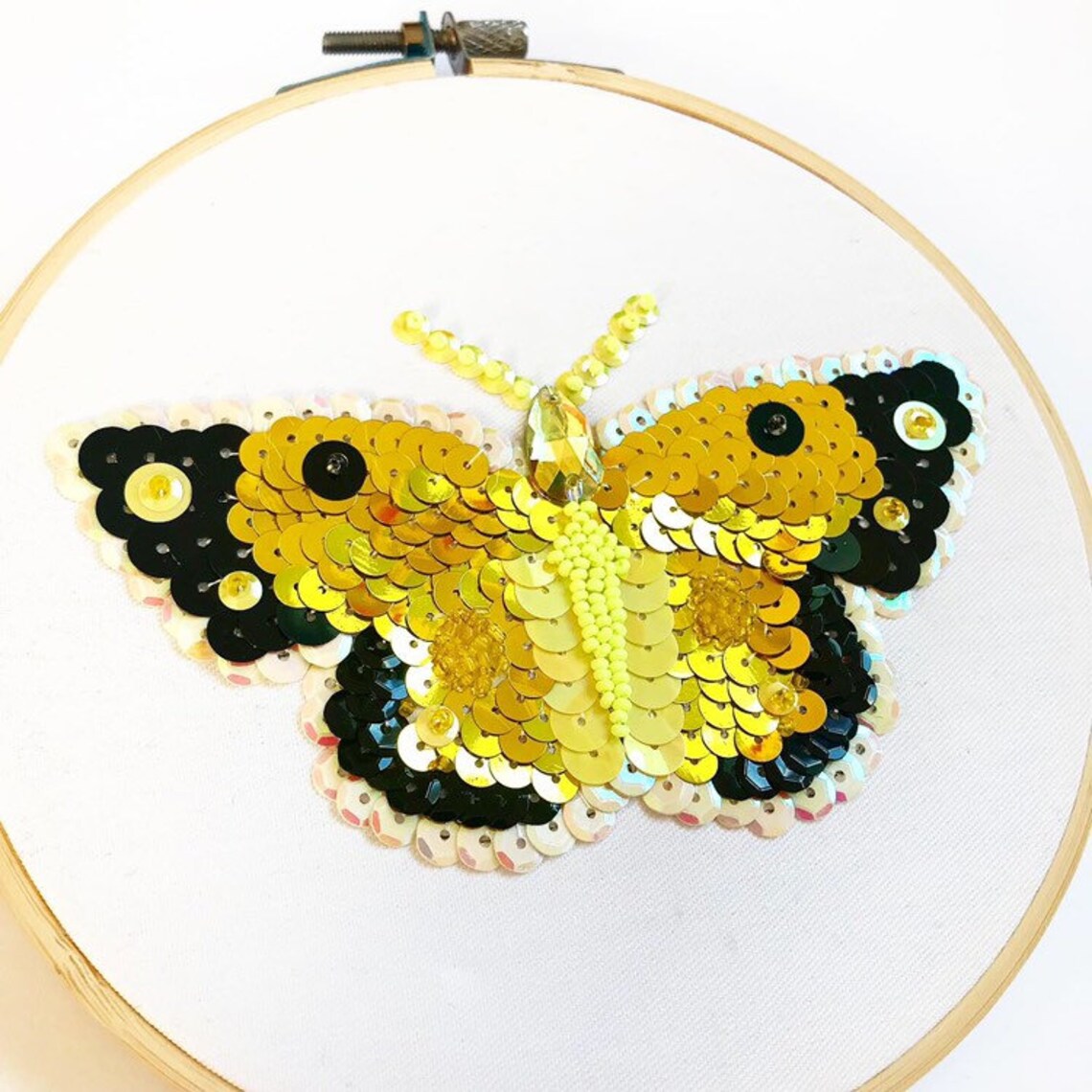 Clouded Yellow Butterfly Embroidery Hoop Wall Art British Etsy