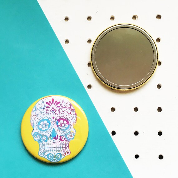 Sugar Skull Pocket Mirror Compact Accessory Day Of Sugar Skull Pocket Mirror Compact, Sugar Skull Compact Mirror