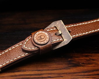 Watch strap, band, 24mm, "Bronze Age" Series, T1136, bronze buckle.