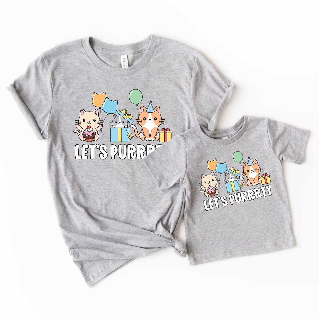 Let's Purrrty Cat Birthday Cat Shirt Kitten Birthday Etsy
