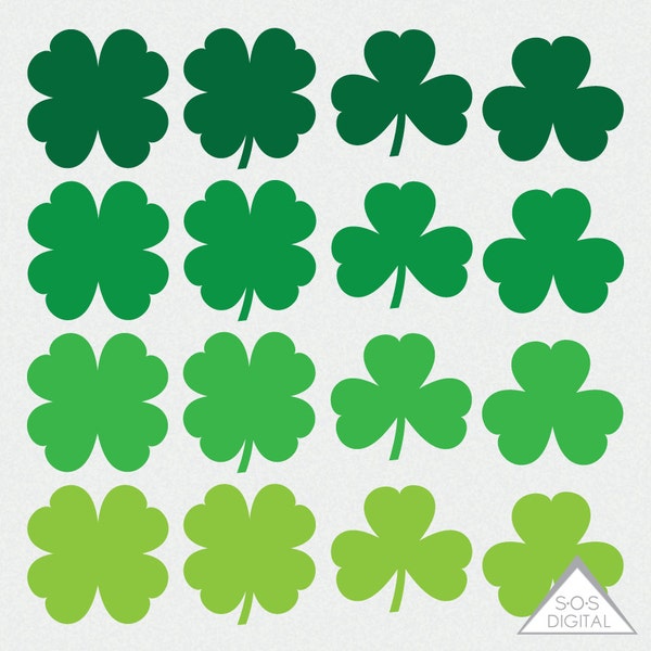 Shamrock Clipart, St. Patty's Day Clipart, St. Patrick's Day, Clover Clipart, four Leaf Clover, 4 leaf clover, Small Commercial Use, PNG