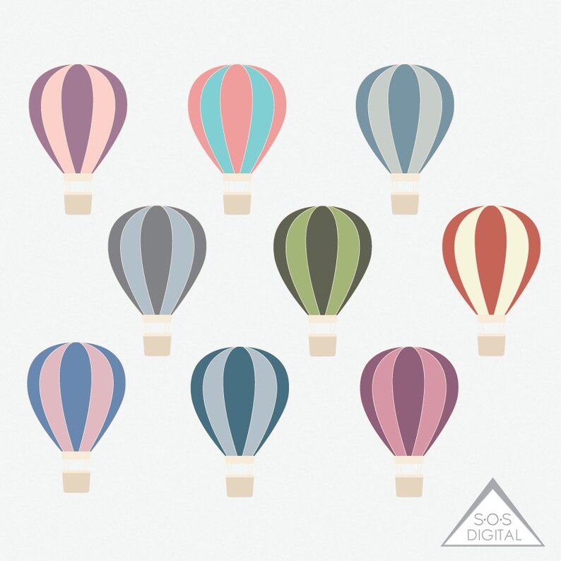 Hot Air Balloon Clipart Png Clip Art Vintage Hot Air Etsy