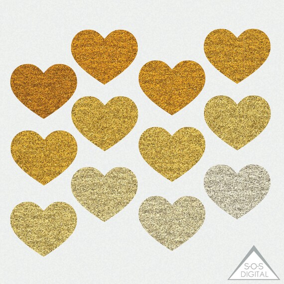 Gold Herz Clipart Valentinstag Clipart Valentine Hearts Etsy