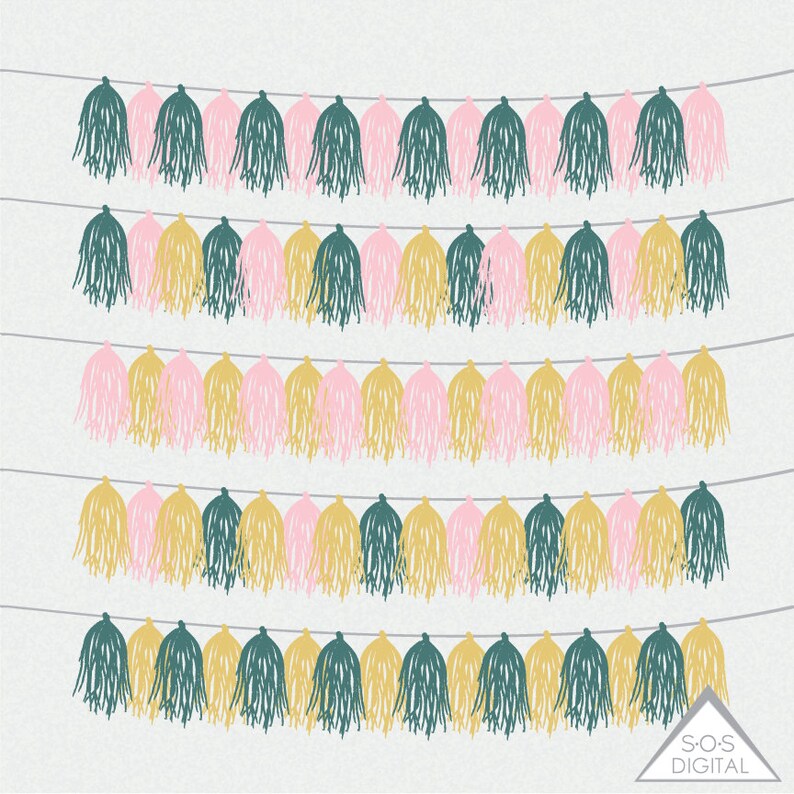 Tassel Banner Teal Pink And Gold Banners Tassel Banner Etsy