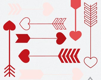 Red Heart Arrow Clipart, Clipart Heart Arrows, Valentine Arrows, Digital Arrows, Valentine Clipart, PNG Arrow, PNG Files, Small Commercial