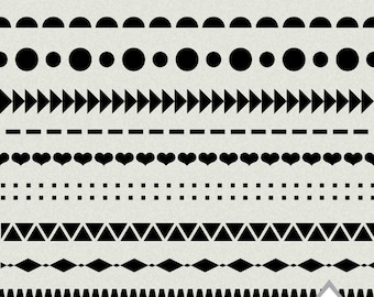 Digital Borders, Geometric Borders, 12 inch border, frame, black borders, pattern, PNG Files, Small Commercial Use, digital scrapbooking