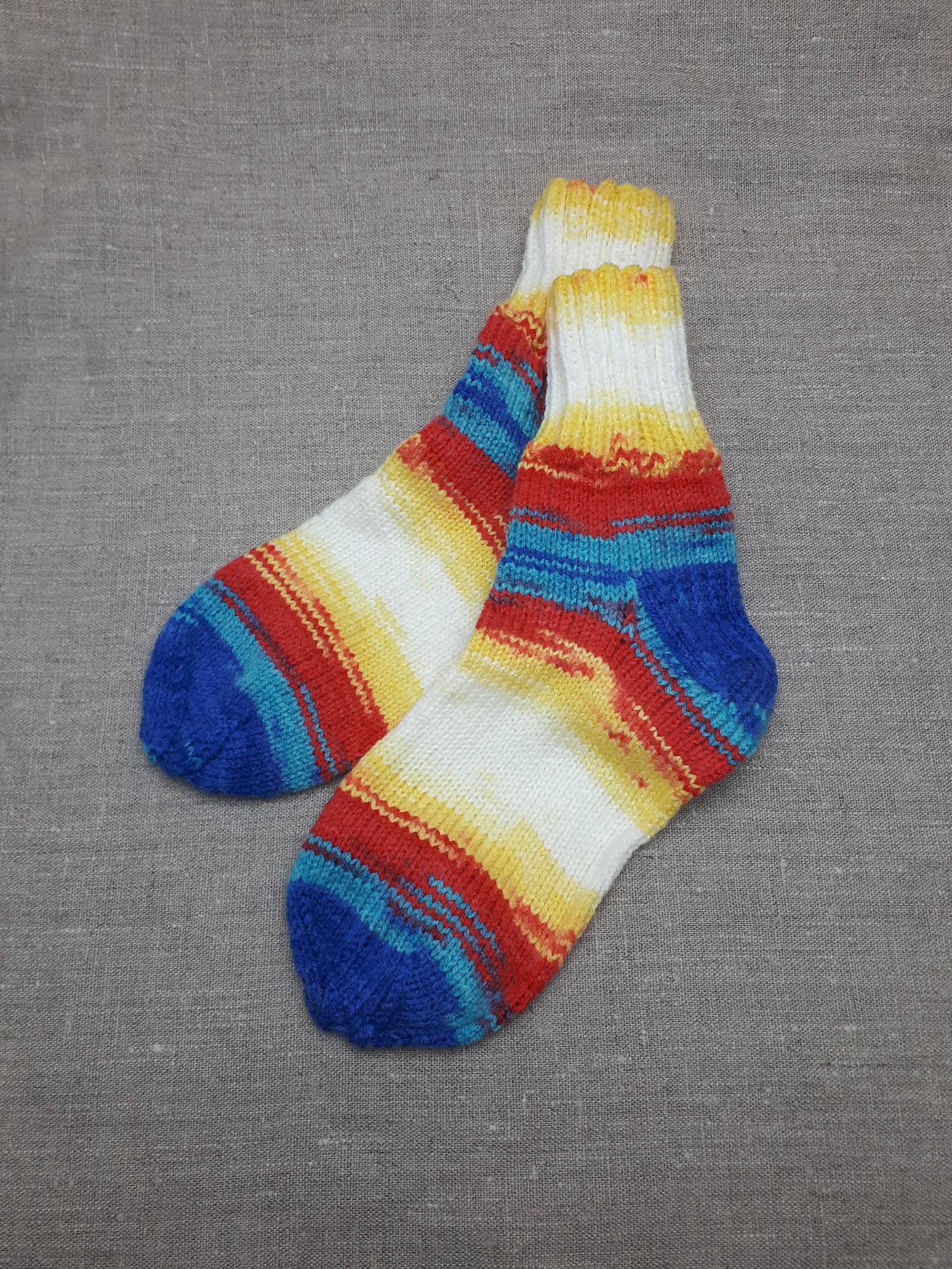 Knitted Acrylic Socks Patterned Socks Handmade Socks Colored Etsy