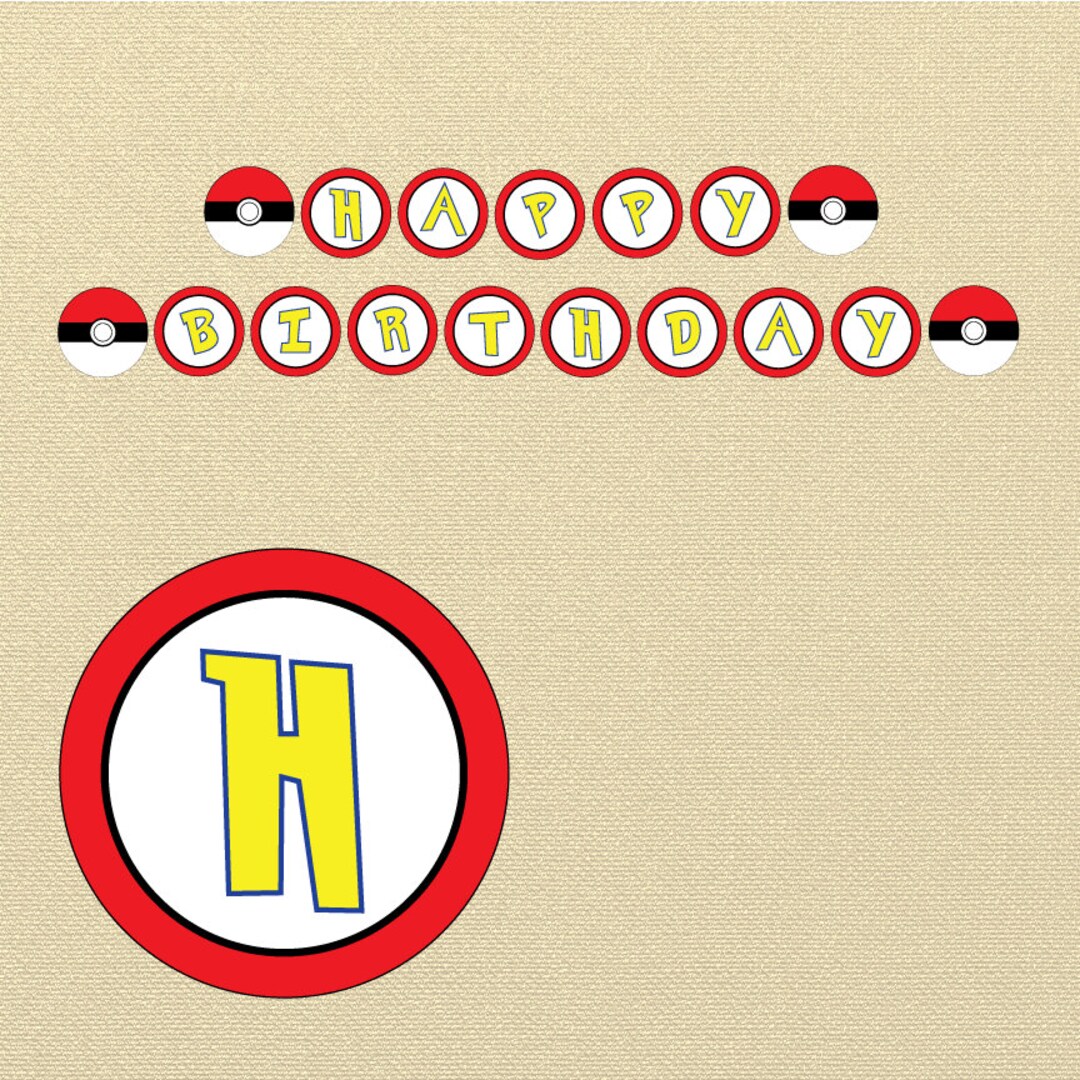 Pokemon Birthday Banner, Pokemon Party Printables, Pokeball Banner ...