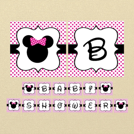 Minnie Mouse Banner Pink Minnie Mouse Baby Shower Banner Minnie Mouse Baby Shower Minnie Mouse Decoration Polkadot Birthday Banner Pdf
