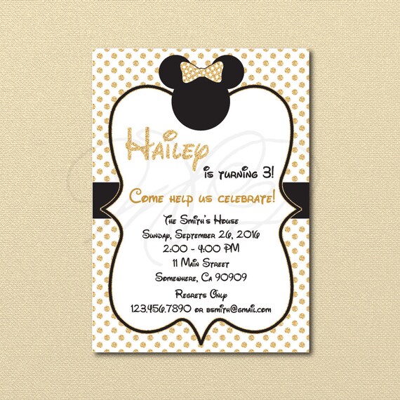 Invitacion De Minnie Mouse De Oro Y Negro Brillo Minnie Etsy Invitacion De Minnie Mouse De Oro Y Negro Brillo Minnie Etsy