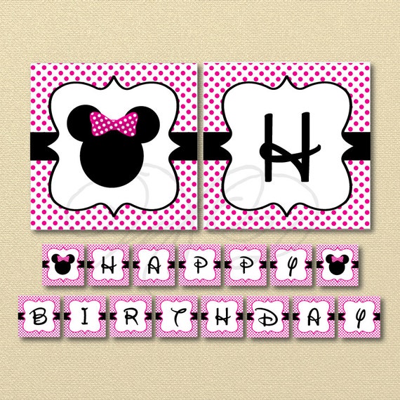 Personalised Pink Minnie Mouse Paper Cards Banner Bunting Flag Name Birthday Personalised Pink Minnie Mouse Paper Cards Banner Bunting Flag Name Birthday