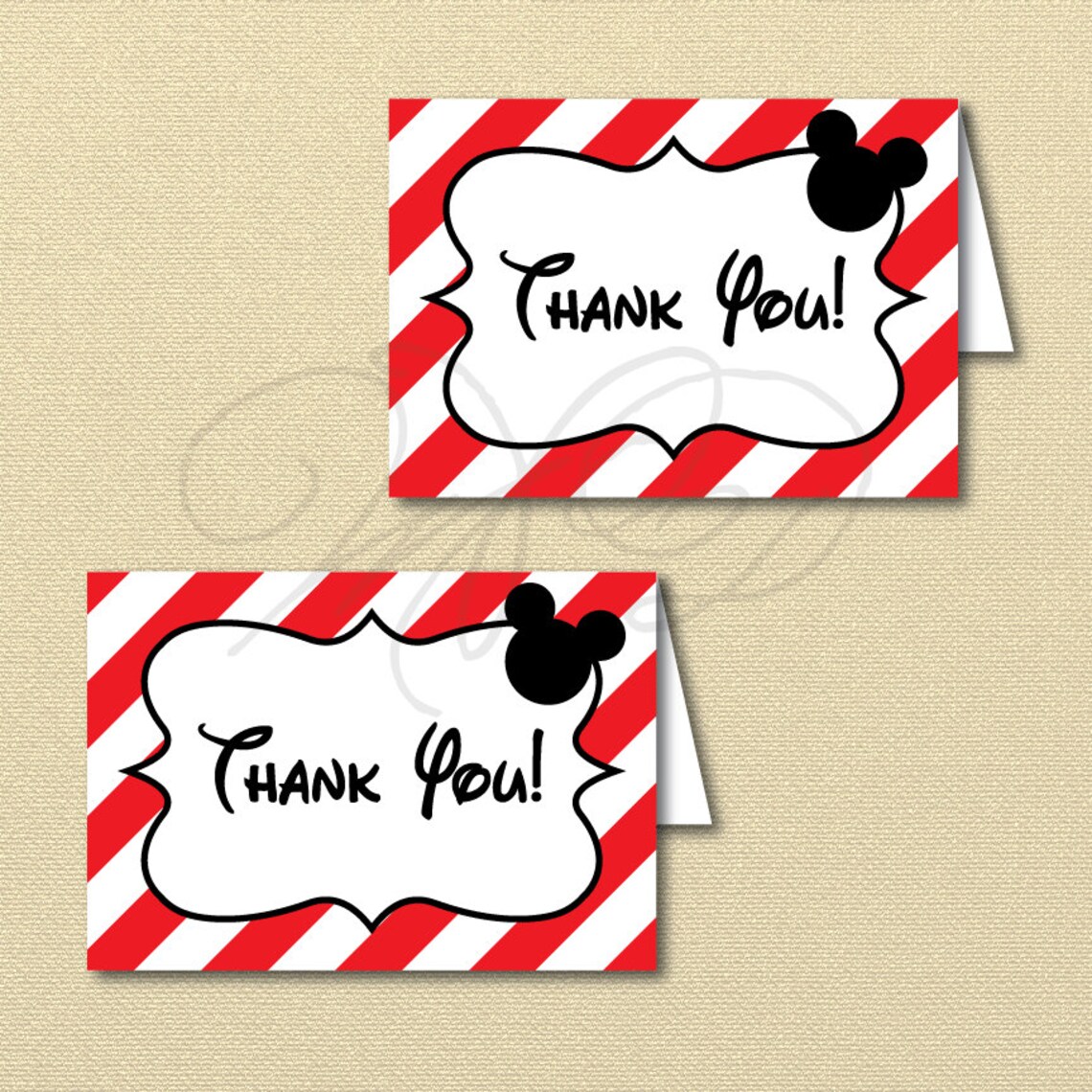 Printable Mickey Mouse Thank You Card Mickey Party Mickey | Etsy