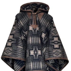 Riding Poncho in Harding in Black & Tan