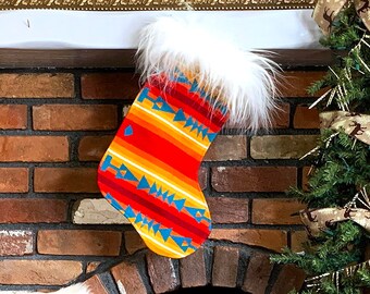 Christmas Stocking in Condensed Fireside Real Sheepskin Cuff