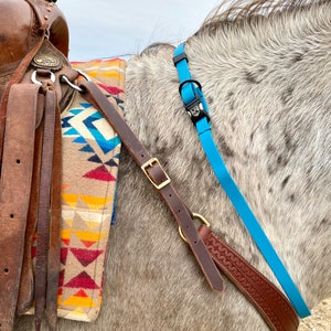 Turquoise BioThane Horse Neck Strap: Breakaway-Safe Riding Training Aid
