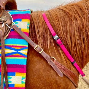 Pink BioThane Horse Neck Strap: Breakaway-Safe Riding Training Strap