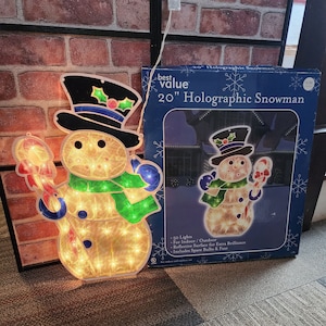 Vintage 20 &quot;Holographische Schneemann Leuchten Ornament Schneemann