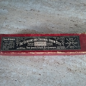 Caja de brocas Irwin vintage Caja de cartón de brocas Irwin originales y genuinas Brocas para taladro Herramientas de la empresa Irwin Auger Bit