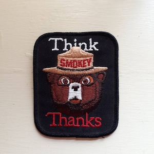 Smokey the Bear Patch Vintage Patch Forest Fire Bear Uniform Patch Think Thanks Smokey Patch Fire Bear