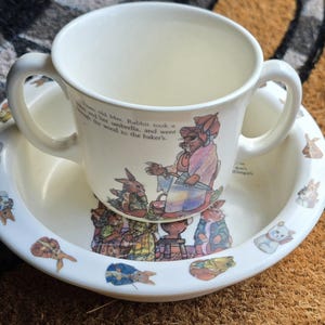 Vintage Beatrix Potter Cup and Bowl Dinnerware Tableware Children&#39;s Serving Set Tale of Peter Rabbit