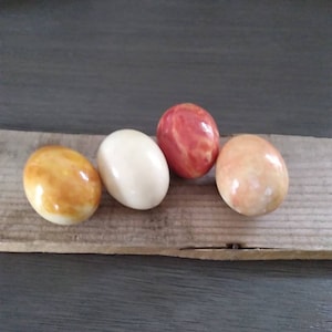 Vintage Marble Stone Eggs Collectible Paperweight Colorful Heavy Decorative Eggs Set of 4 Stone Eggs