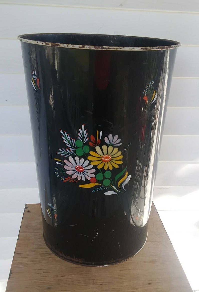 Jahrgang Industrielle Schwarz Metall Papierkorb Fass Metall Behindert Rustikalen Primitive Gro U00df Papierkorb Flower Design Schirmhalter Recycling Abfall Haus Wohnen Haus Wohnen Aufbewahrung Ordnung