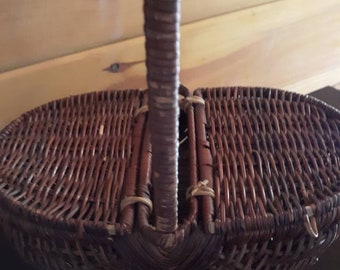 Panier De Pique-nique En Osier Style Campagnard Avec Couvercle, Poignée Et Doublures Pour Pique-niques