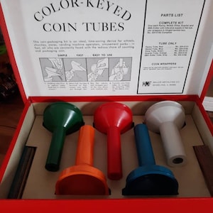 Vintage Color-Keyed Coin Tubes MMF Coin Tubes Major Metalfab Co Coin Storage