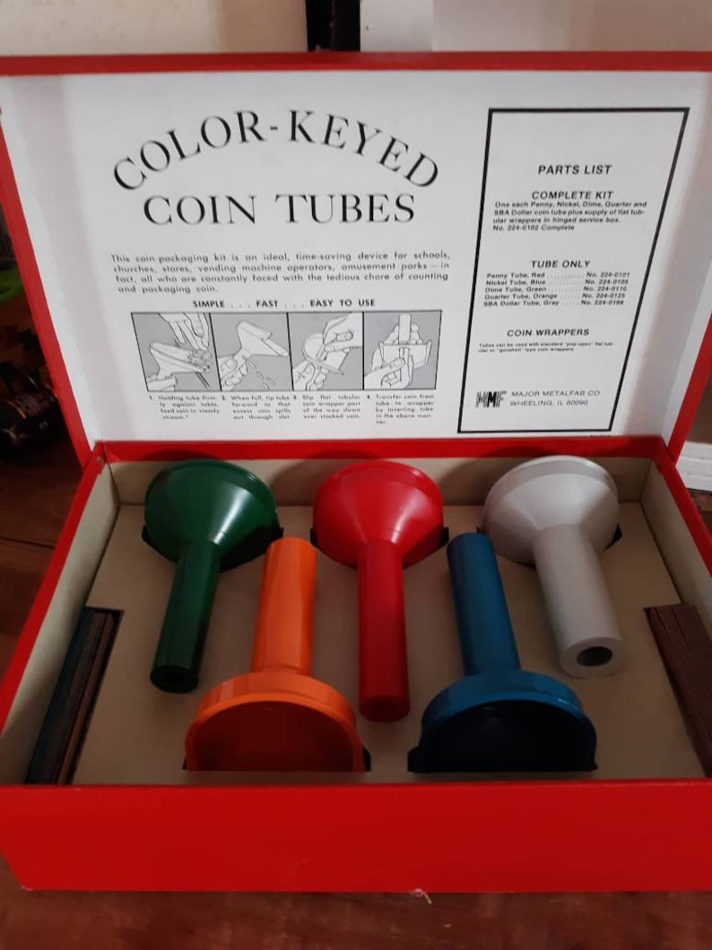 Vintage Colorkeyed Coin Tubes MMF Coin Tubes Major Metalfab Etsy