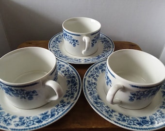 Farberware Blue Chintz Floral Coffee Cup and Plate Set