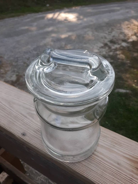 Clear L.E. Smith Milk Can Glass Cookie Jar 