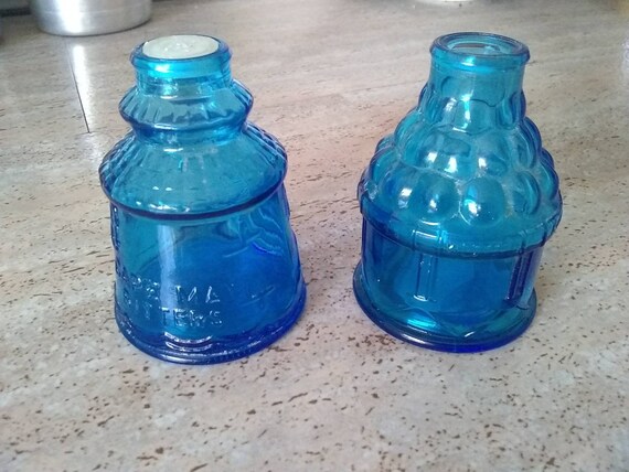 Vintage Wheaton NJ Blue Glass Bottles Cape May Bitters Western Rifle Company Herb Finley