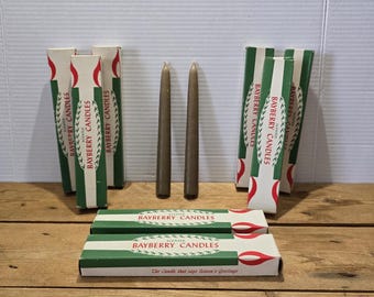 Vintage Scented Bayberry Candles Hand Dipped Tapers Made in USA Holiday Candles