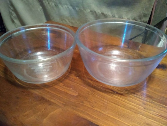 Vintage Clear Glass Anchor Ovenware Mixing Bowl Set 1 Qt 1056 and