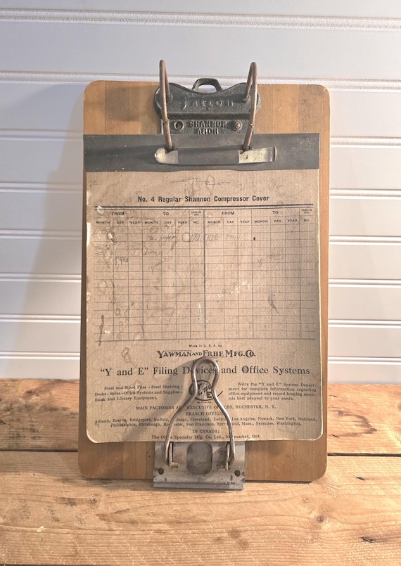 vintage an・an no.5 RARE Antique / Vintage Shannon Arch Bankers File Board Clipboard