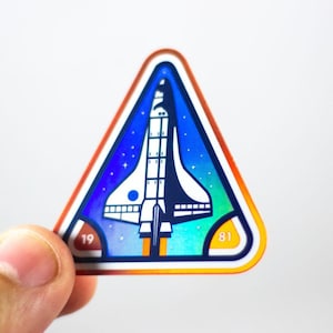 NASA Space Shuttle holographic effect Sticker - 2 X 2 Inch - Outer Space Laptop Decal - 1981 to 2011 tribute space travel adventure gift