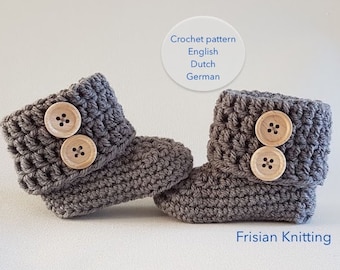 Chaussons pour bébé au crochet, pantoufles pour bébé, chaussures pour bébé, uggs pour bébé, motif au crochet, motif au crochet, 4 tailles, motif au crochet hollandais