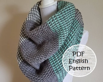 Crochet pattern shawl 'Avine' , crochet pattern Tunisian stitch scarf, triangle scarf, pattern crochet shawl, Caron cakes shawl
