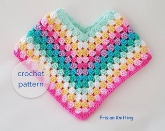 patrón poncho de unicornio recién nacido, niño pequeño, niño, niña // patrón de ganchillo // poncho de abuela // poncho arcoíris // poncho de unicornio