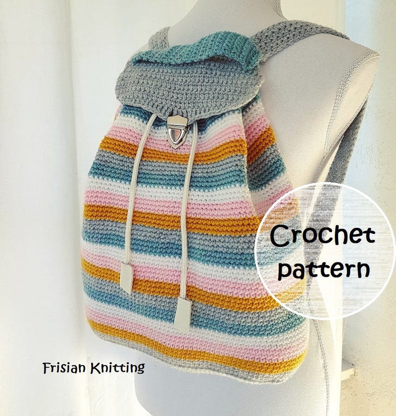 Crochet pattern backpack crochet, crochet pattern bag, crochet bag pattern, haakpatroon rugtas image 1