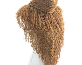 crochet pattern scarf cowl // boho infinity scarf // fringe shawl // triangle shawl // crochet pattern