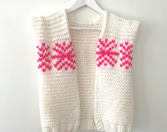 Modèle de tricot Gilet 'Icecrystal'/ Tricot | modèle de tricot surdimensionné gilet trapu | dames | bodywarmer | tricots de luxe